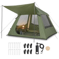 2-4 People Inflatable Tent with Hand Pump for Camping, Easy Setup Air Glamping Tents with Extra Canopy, Camping Tent for Family, Green