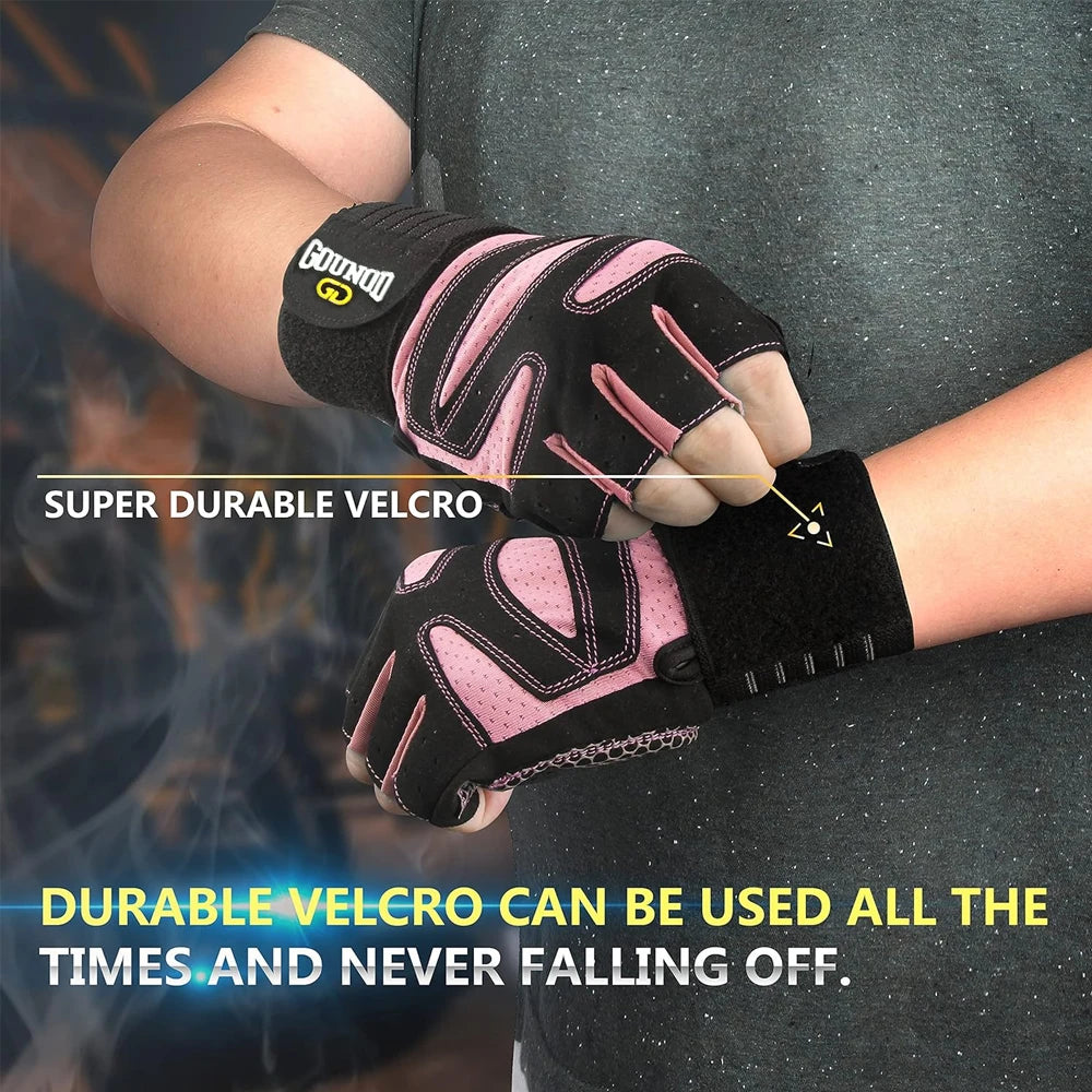 1Pair Workout Gloves for Men Women, Padded Weight Lifting Gloves with Wrist Wraps Support, Full Palm Protection, Grip for Gym Tr