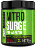 NITROSURGE Pre Workout Supplement - Endless Energy, Instant Strength Gains, Clear Focus and Intense Pumps - NO Booster & Powerful Preworkout Energy Powder - 30 Servings, Black Cherry