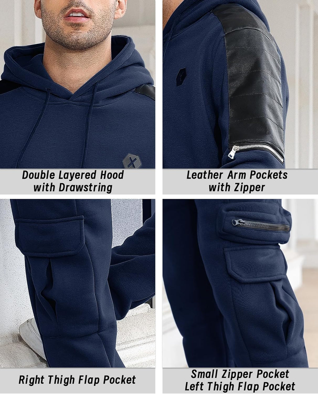 Men'S Tracksuit 2 Piece Hoodie Athletic Jogging Sweatsuits for Men Casual Sports Long Sleeve Pullover Suit Set
